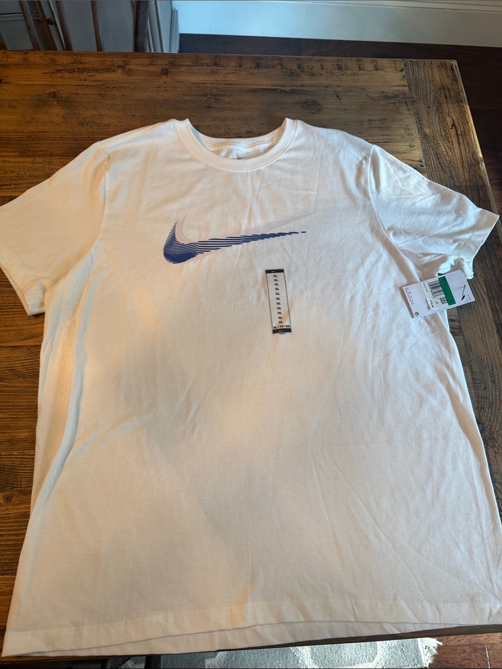 NWT! Nike White Short-Sleeve Tee with Blue Gradient Swoosh